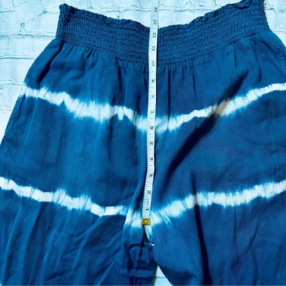 Cloth & Stone Anthropologie Gray Tie Dye Smocked Waist Wide Leg Pull On Pants M - Picture 6 of 11